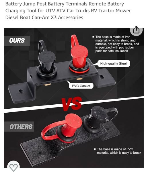 Battery Jump Post Battery Terminals Remote Battery Charging Tool for UTV ATV Car Trucks RV Tractor Mower Diesel Boat Can-Am X3 Accessories
