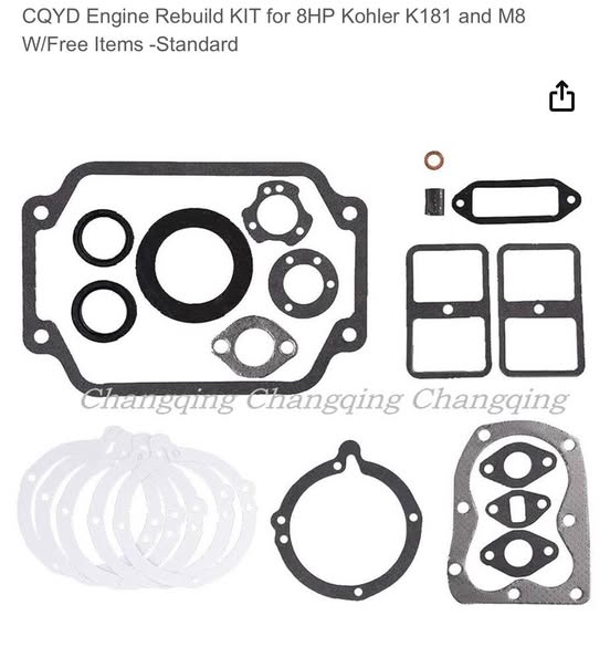 CQYD Engine Rebuild KIT for 8HP Kohler K181 and M8 W/Free Items - Standard