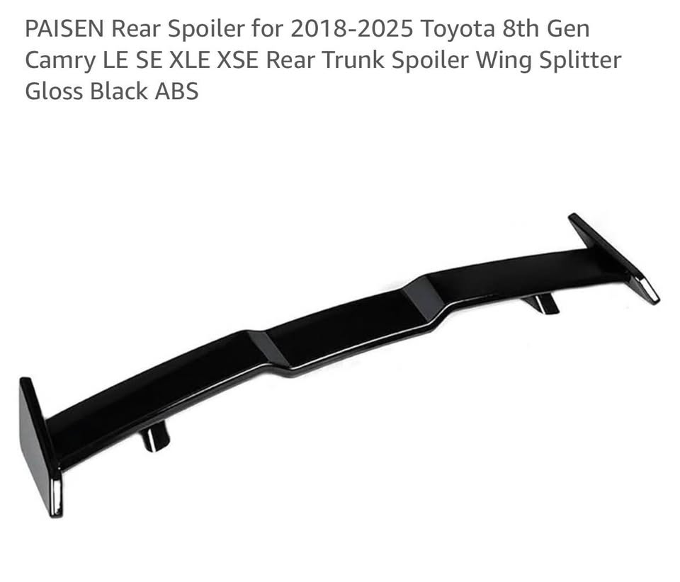 Rear Spoiler for ‘18-‘25 Toyota 8th Gen Camry LE SE XLE XSE Rear Trunk Spoiler Wing Splitter Black