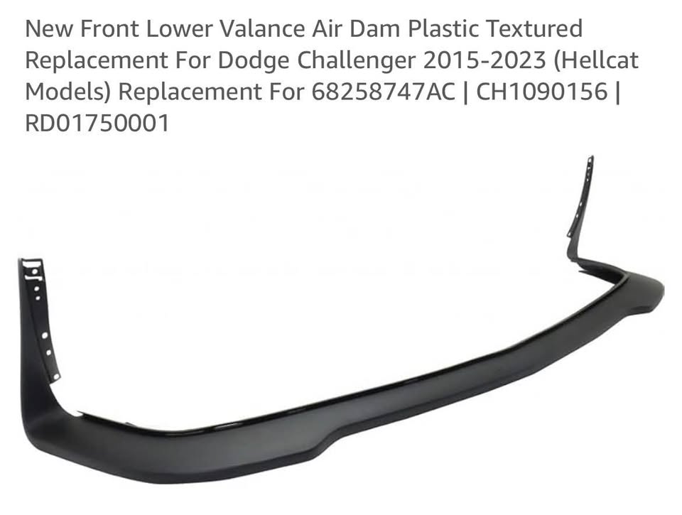 Front Lower Valance Air Dam Plastic Textured Replacement For Dodge Challenger ‘15-‘23 (Hellcat)