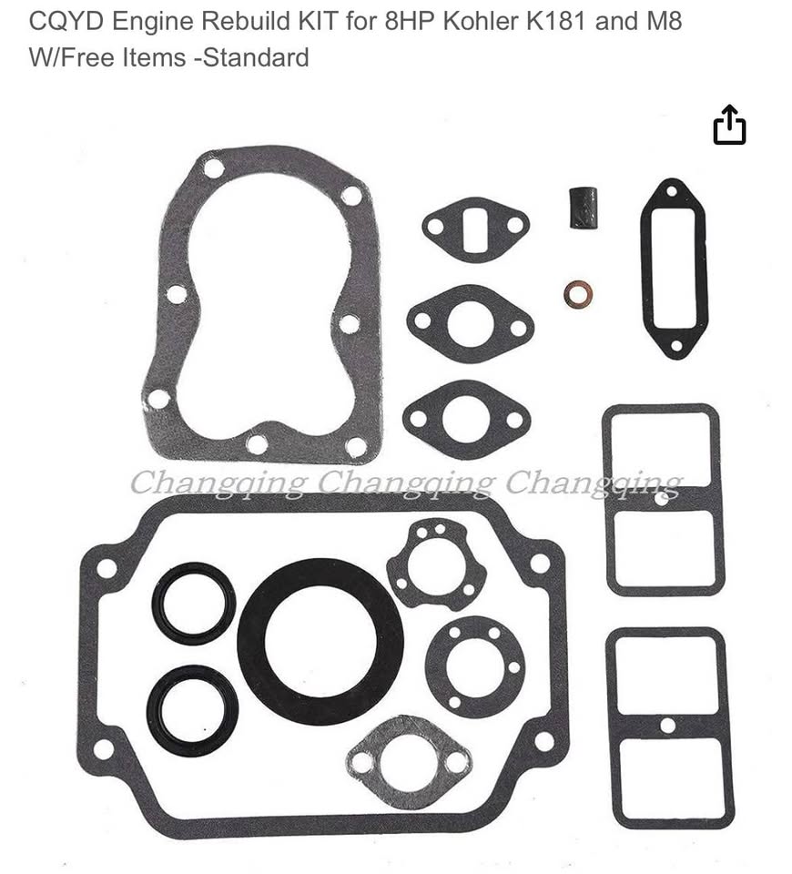 CQYD Engine Rebuild KIT for 8HP Kohler K181 and M8 W/Free Items - Standard