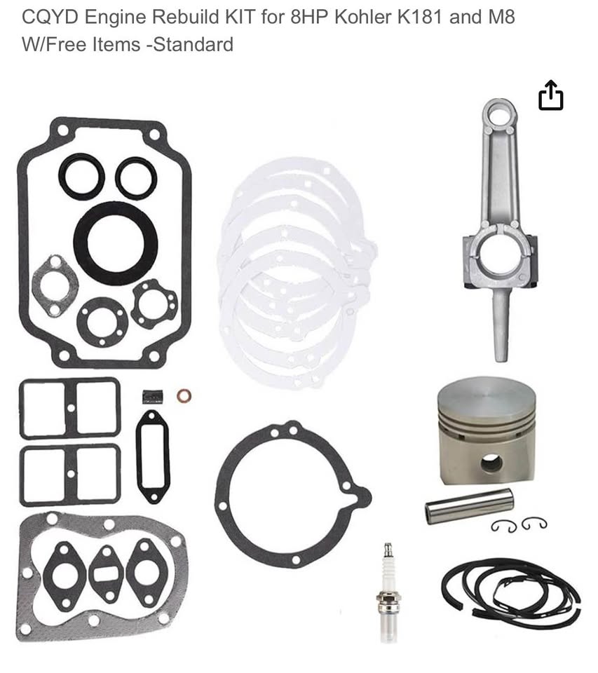 CQYD Engine Rebuild KIT for 8HP Kohler K181 and M8 W/Free Items - Standard