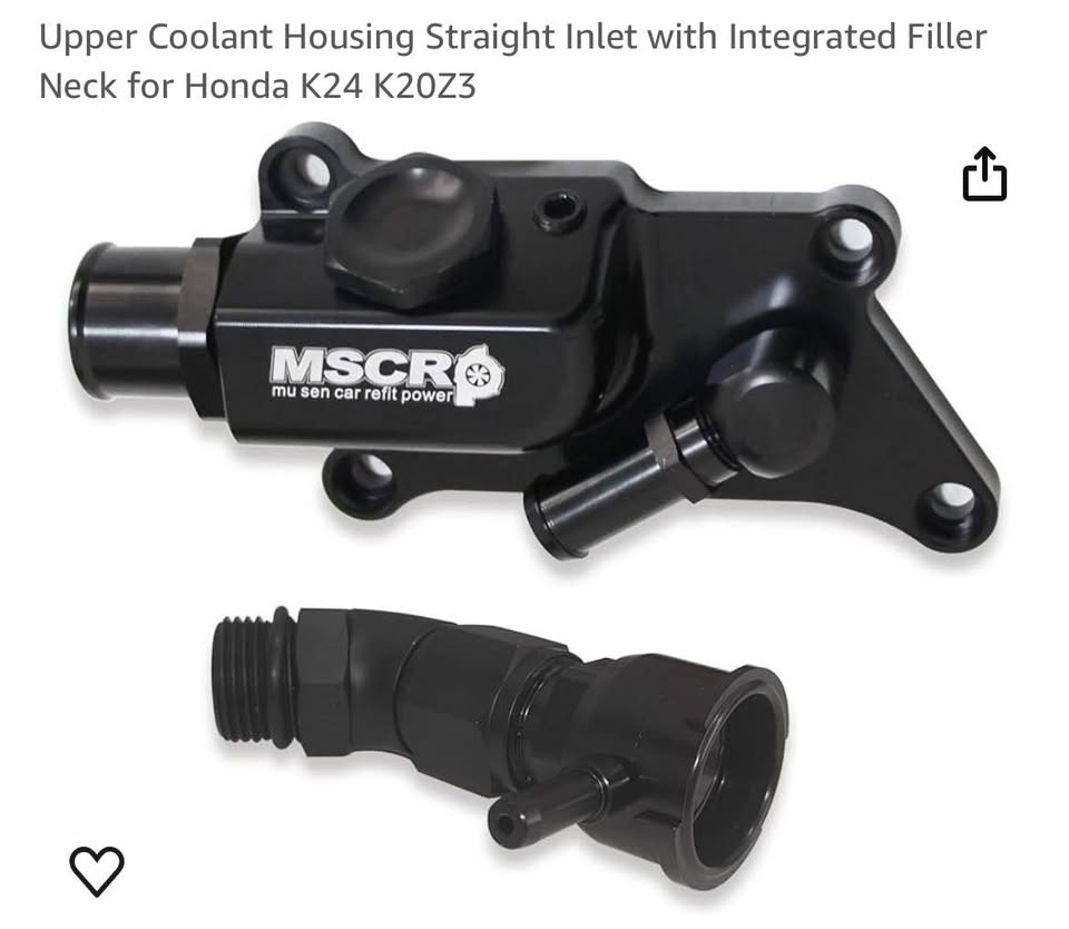 Upper Coolant Housing Straight Inlet with Integrated Filler Neck for Honda K24 K20Z3
