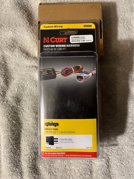 CURT 55580 Vehicle-Side Custom 4-Pin Trailer Wiring Harness, Fits Select Toyota Sienna 2004-2010