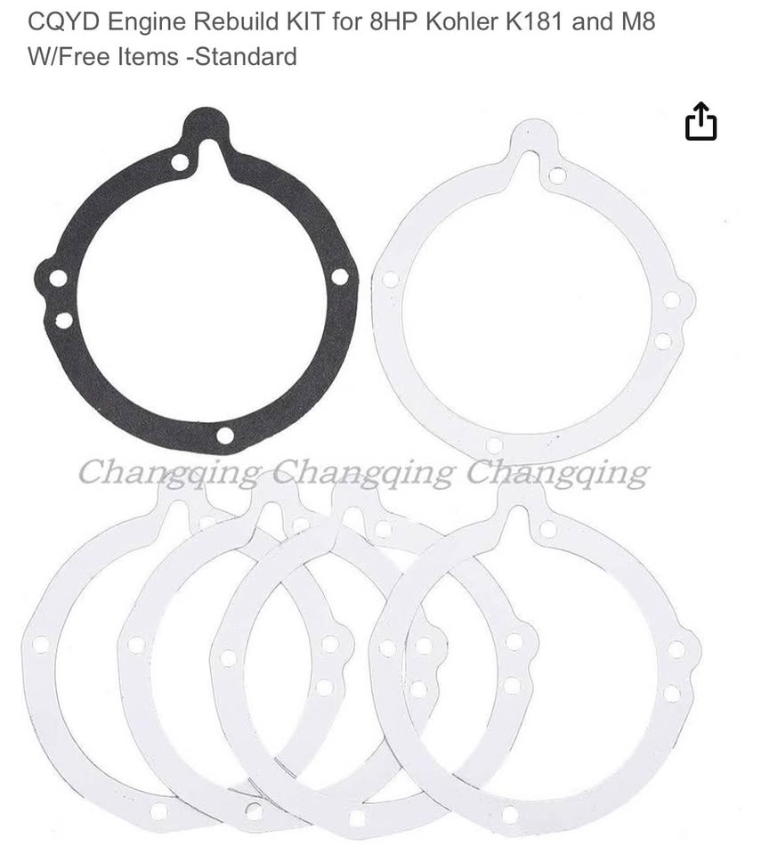 CQYD Engine Rebuild KIT for 8HP Kohler K181 and M8 W/Free Items - Standard