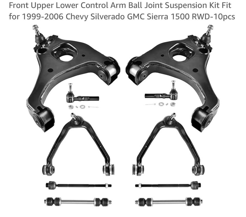 Front Upper Lower Control Arm Ball Joint Suspension Kit Fit for 1999-2006 Chevy Silverado GMC Sierra 1500 RWD-10pcs