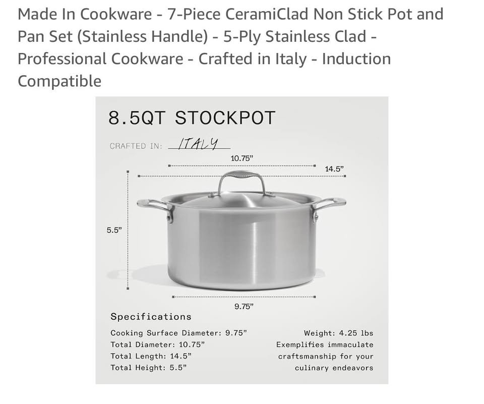 7-Piece CeramiClad Non Stick Pot and Pan Set (Stainless Handle) Incomplete missing Frying Pan