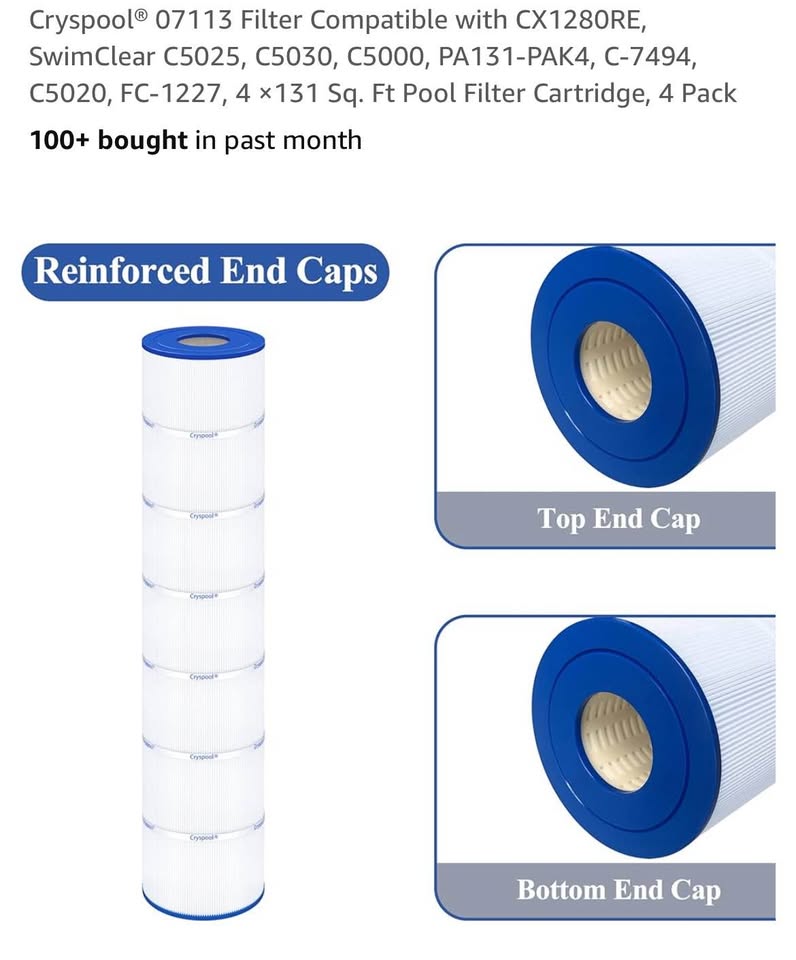 4 ×131 Sq. Ft Pool Filter Cartridge, 4 Pack