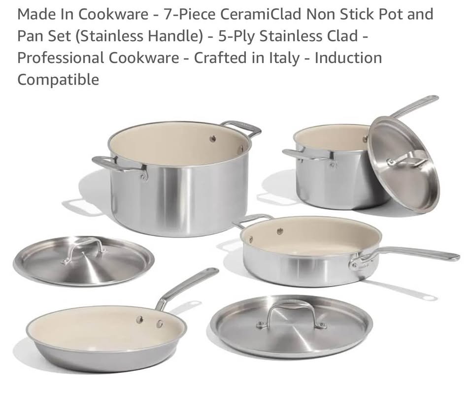 7-Piece CeramiClad Non Stick Pot and Pan Set (Stainless Handle) Incomplete missing Frying Pan