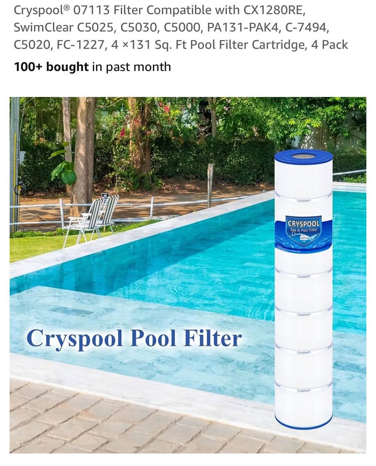 4 ×131 Sq. Ft Pool Filter Cartridge, 4 Pack
