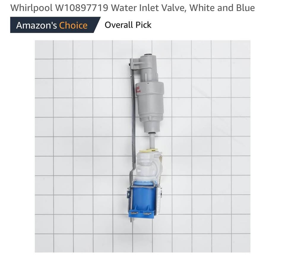 Whirlpool W10897719 Water Inlet Valve, White and Blue