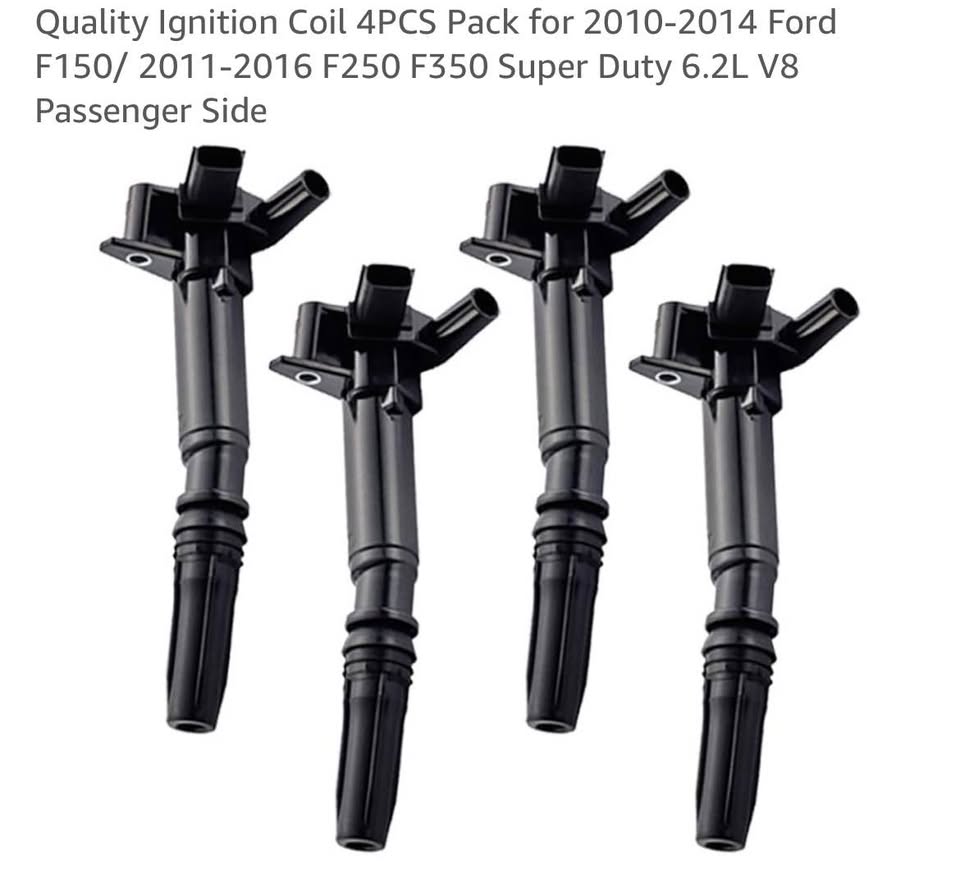 Quality Ignition Coil 4PCS Pack for 2010-2014 Ford F150/ 2011-2016 F250 F350 SD 6.2L V8 Right Side