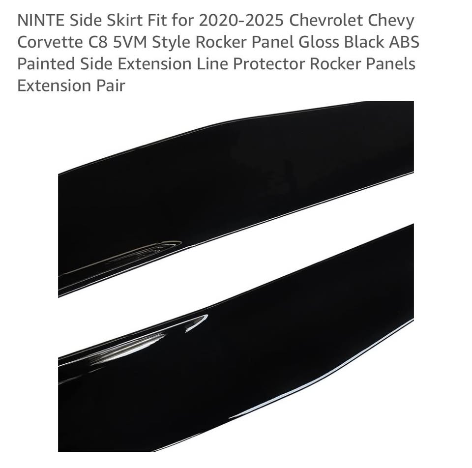 NINTE Side Skirt Fit for 2020-2025 Chevrolet Chevy Corvette C8 Gloss Black