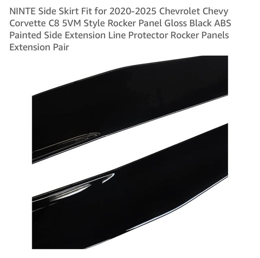 NINTE Side Skirt Fit for 2020-2025 Chevrolet Chevy Corvette C8 Gloss Black