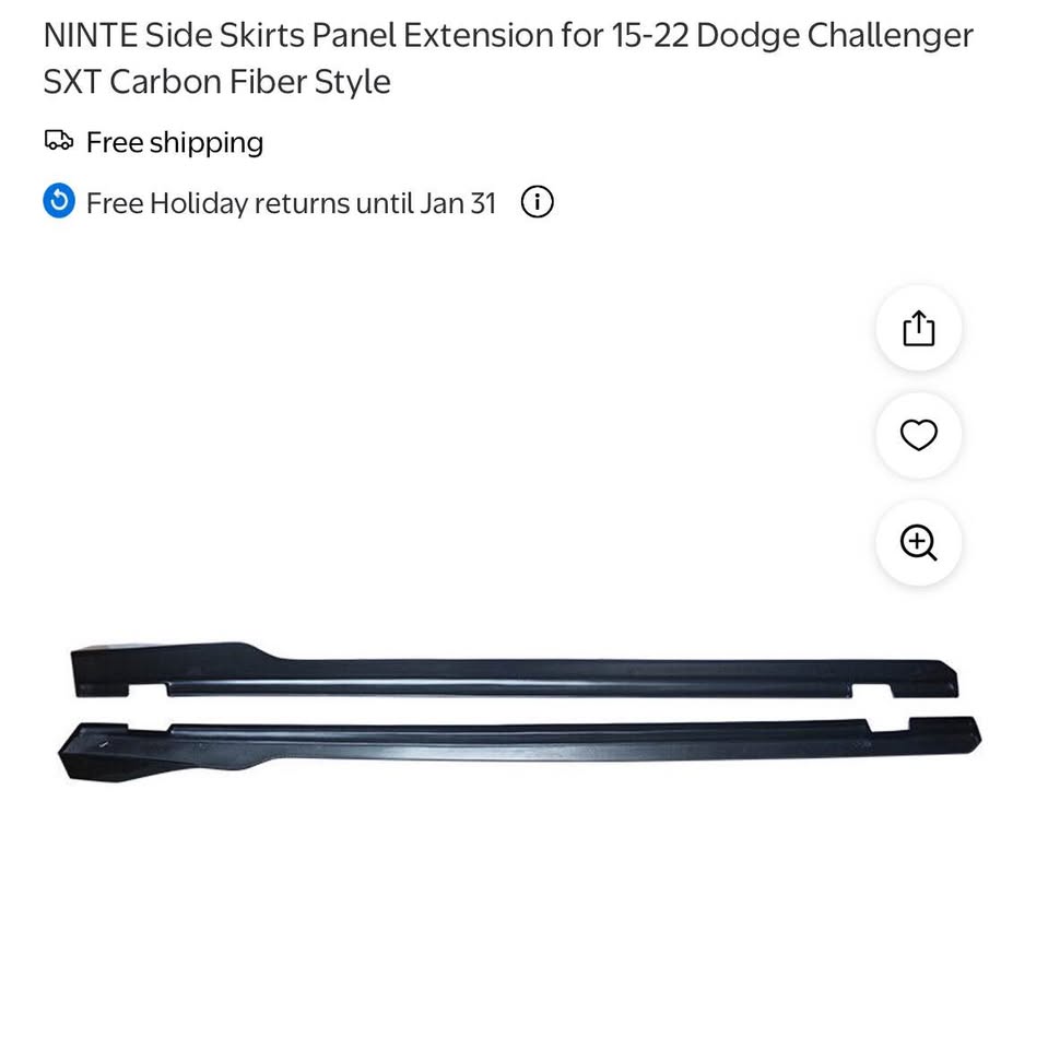 NINTE Side Skirts Panel Extension for 15-22 Dodge Challenger SXT Carbon Fiber Style