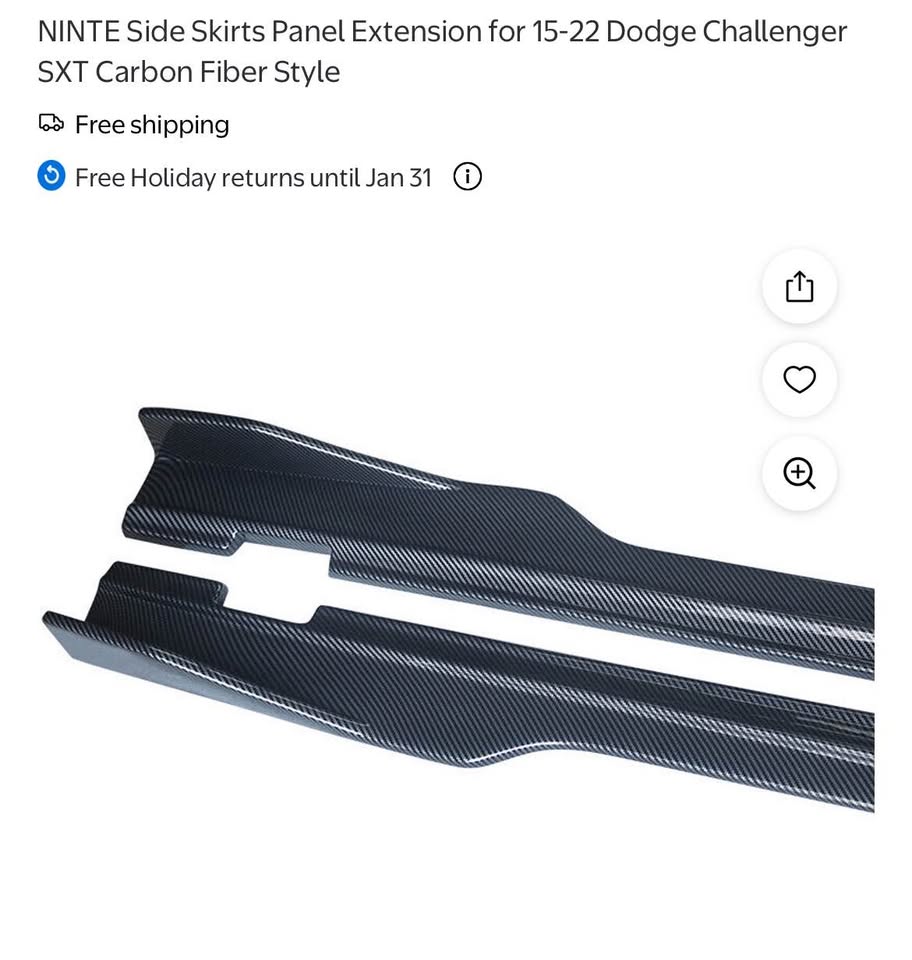 NINTE Side Skirts Panel Extension for 15-22 Dodge Challenger SXT Carbon Fiber Style