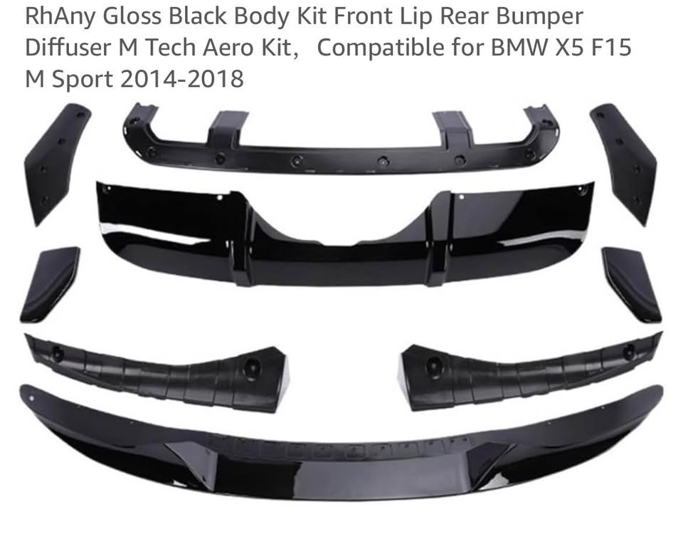 Gloss Black Body Kit Front Lip Rear Bumper Diffuser M Tech Aero Kit for BMW X5 F15 M Sport ‘14-‘18