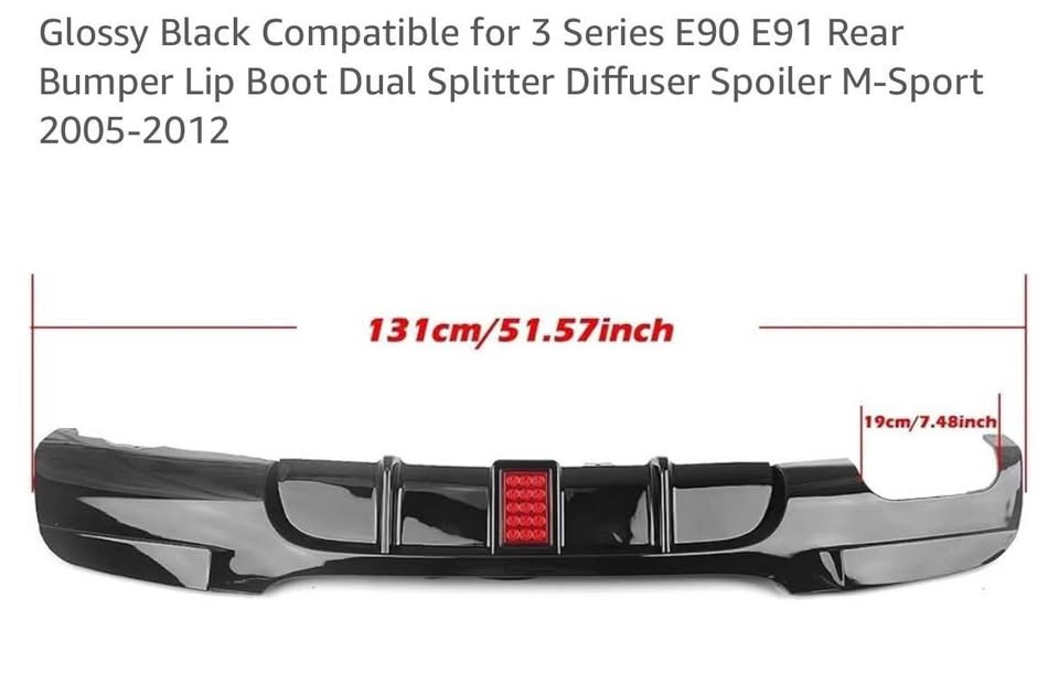 Glossy Black Comp for 3 Series E90 E91 Rear Bumper Lip Boot Dual Splitter Diffuser Spoiler M-Sport