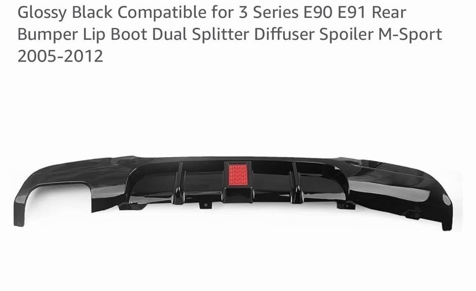 Glossy Black Comp for 3 Series E90 E91 Rear Bumper Lip Boot Dual Splitter Diffuser Spoiler M-Sport