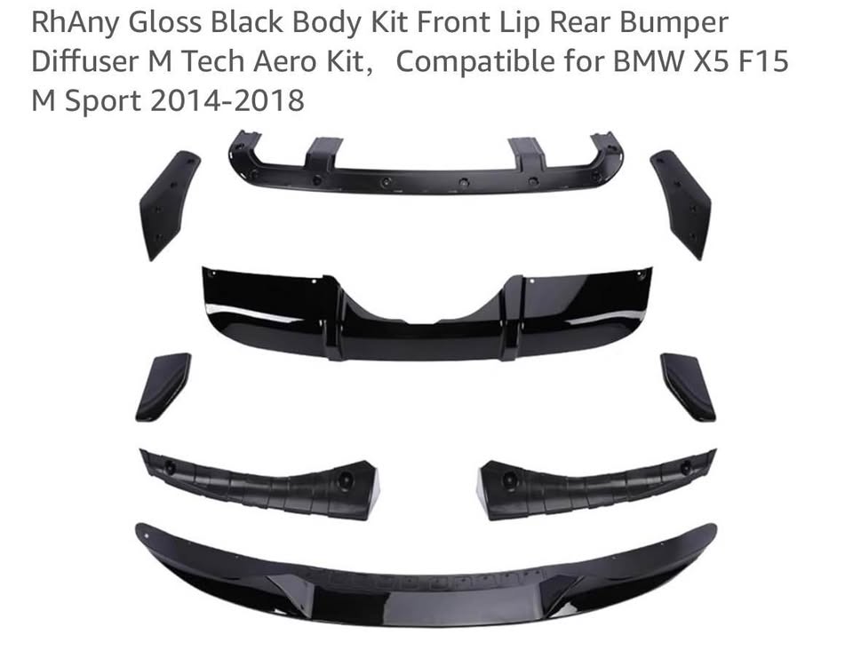 Gloss Black Body Kit Front Lip Rear Bumper Diffuser M Tech Aero Kit for BMW X5 F15 M Sport ‘14-‘18