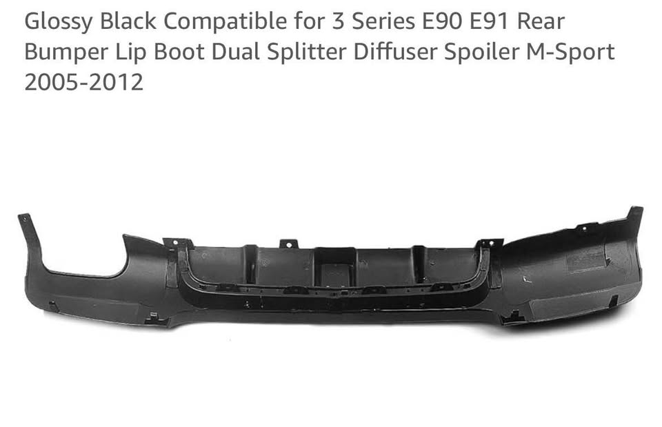 Glossy Black Comp for 3 Series E90 E91 Rear Bumper Lip Boot Dual Splitter Diffuser Spoiler M-Sport