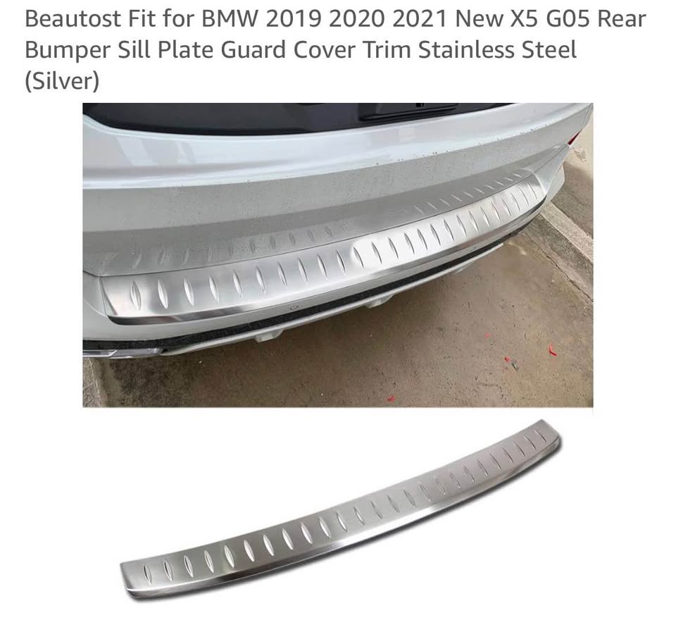 Fit for BMW 2019-2021 New X5 G05 Rear Bumper Sill Plate Guard Cover Trim Stainless Steel (Silver)