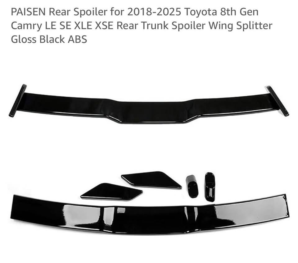 Rear Spoiler for ‘18-‘25 Toyota 8th Gen Camry LE SE XLE XSE Rear Trunk Spoiler Wing Splitter Black