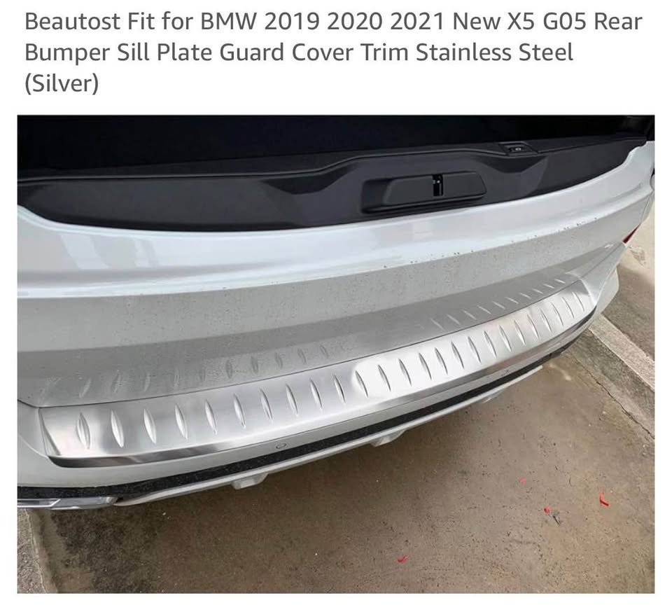 Fit for BMW 2019-2021 New X5 G05 Rear Bumper Sill Plate Guard Cover Trim Stainless Steel (Silver)
