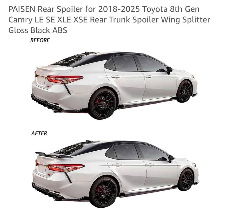 Rear Spoiler for ‘18-‘25 Toyota 8th Gen Camry LE SE XLE XSE Rear Trunk Spoiler Wing Splitter Black