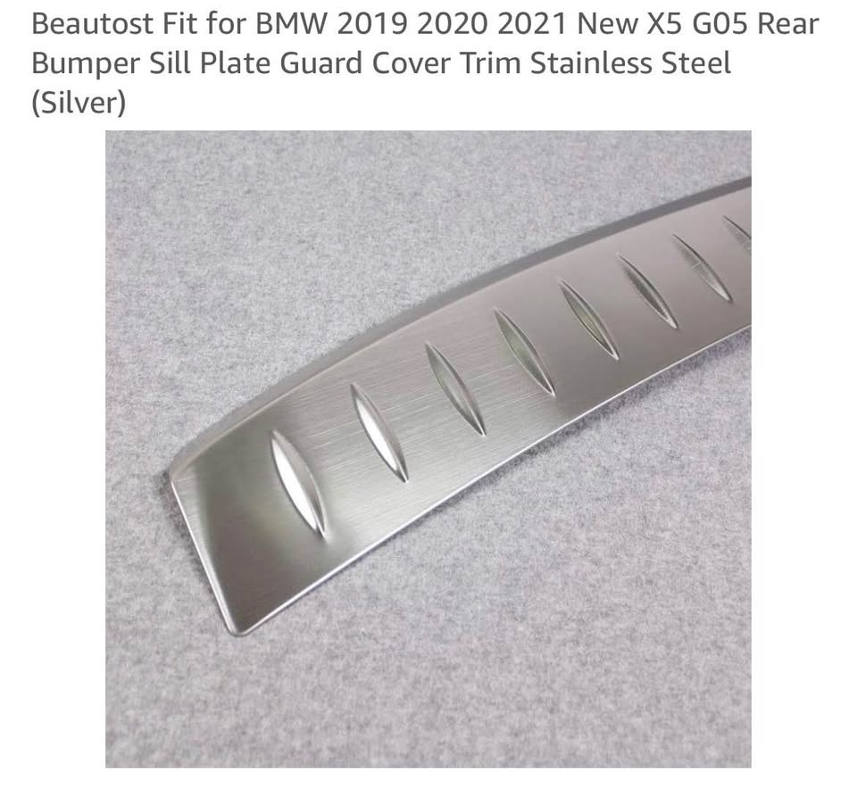 Fit for BMW 2019-2021 New X5 G05 Rear Bumper Sill Plate Guard Cover Trim Stainless Steel (Silver)