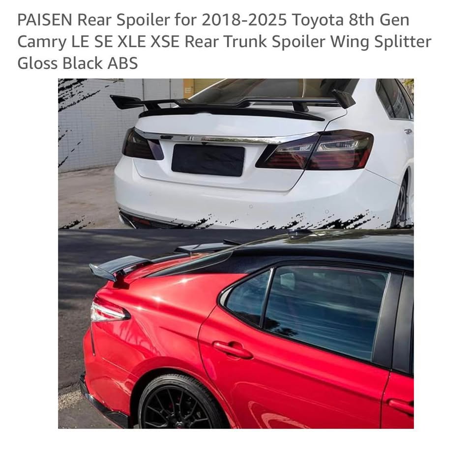 Rear Spoiler for ‘18-‘25 Toyota 8th Gen Camry LE SE XLE XSE Rear Trunk Spoiler Wing Splitter Black