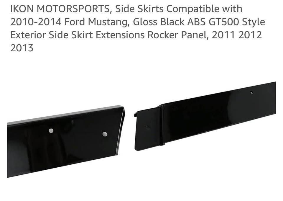 IKON MOTORSPORTS, Side Skirts Compatible with 2010-2014 Ford Mustang, Gloss Black