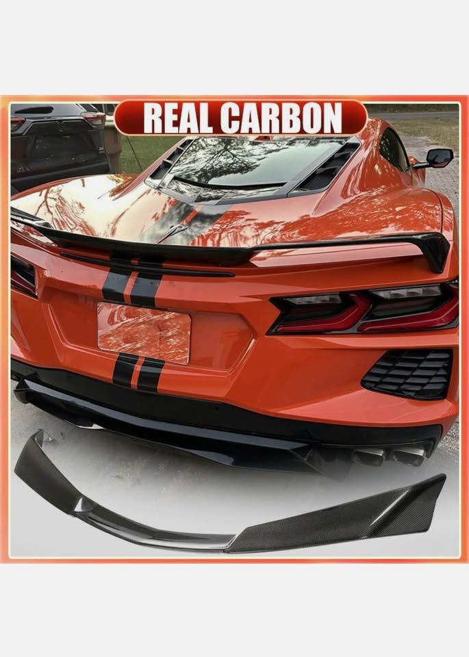 For 2020-2023 Chevrolet Corvette C8 Stingray Carbon Fiber Rear Trunk Wing Spoiler