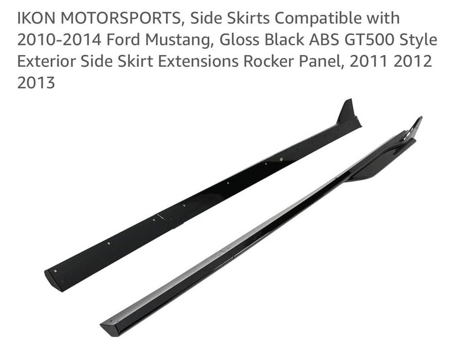 IKON MOTORSPORTS, Side Skirts Compatible with 2010-2014 Ford Mustang, Gloss Black
