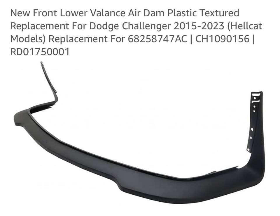 Front Lower Valance Air Dam Plastic Textured Replacement For Dodge Challenger ‘15-‘23 (Hellcat)