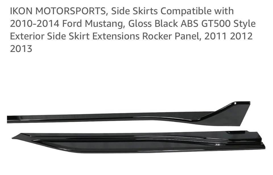 IKON MOTORSPORTS, Side Skirts Compatible with 2010-2014 Ford Mustang, Gloss Black
