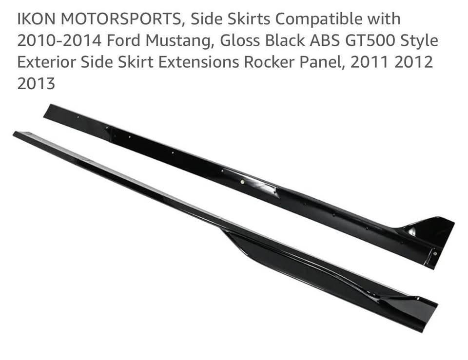IKON MOTORSPORTS, Side Skirts Compatible with 2010-2014 Ford Mustang, Gloss Black