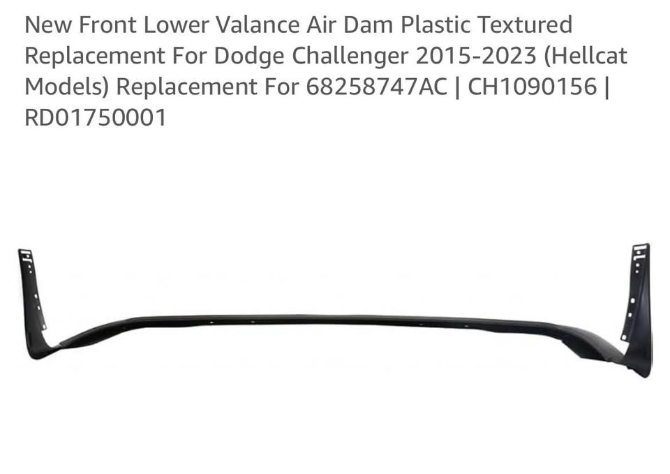 Front Lower Valance Air Dam Plastic Textured Replacement For Dodge Challenger ‘15-‘23 (Hellcat)