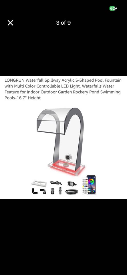 LONGRUN Waterfall Spillway S-Shaped Pool Fountain Set of 2